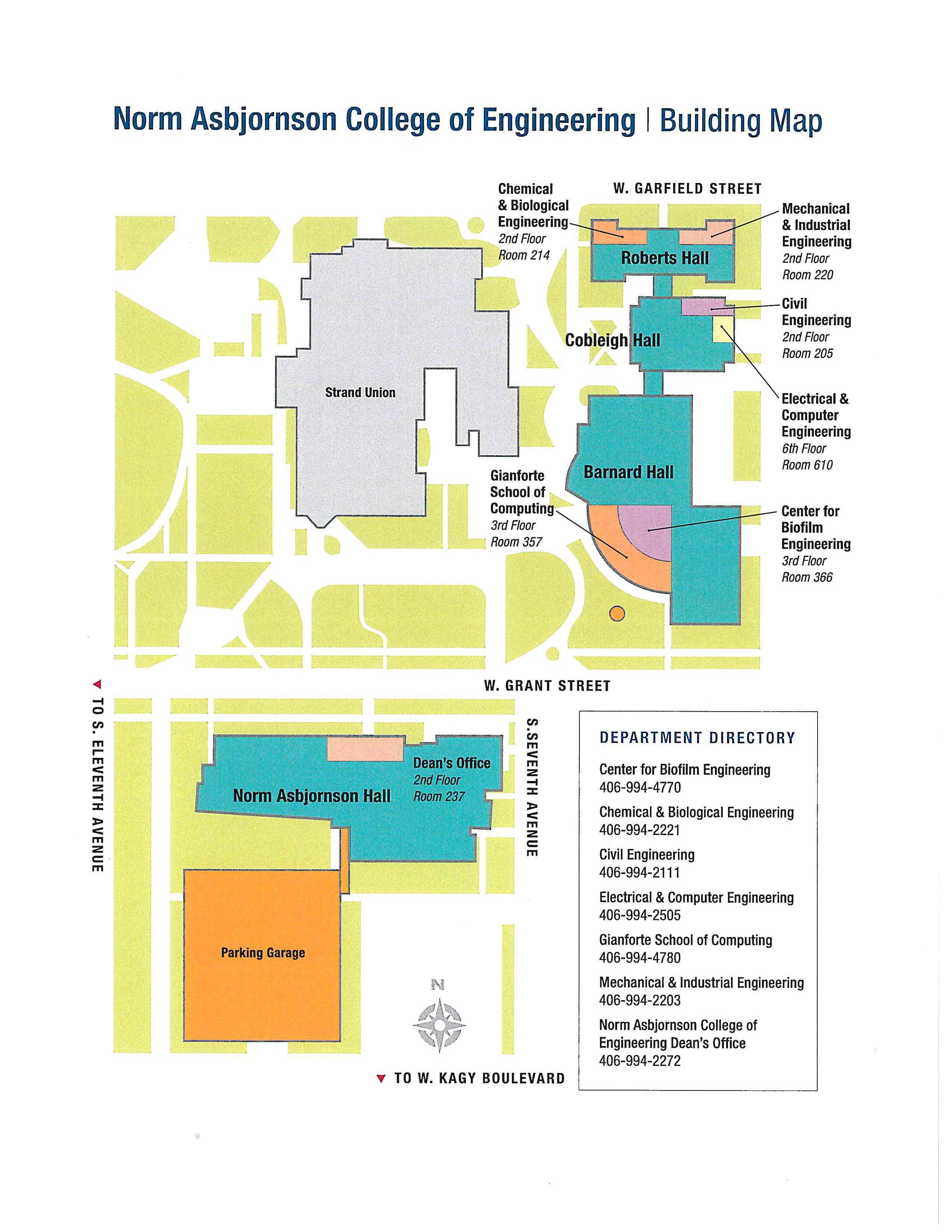 Map of Norm Asbjornson College of Engineering Buildings