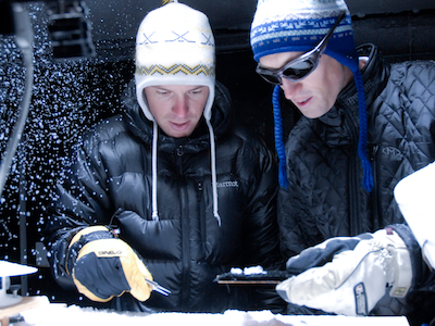 two MSU researchers in snow lab