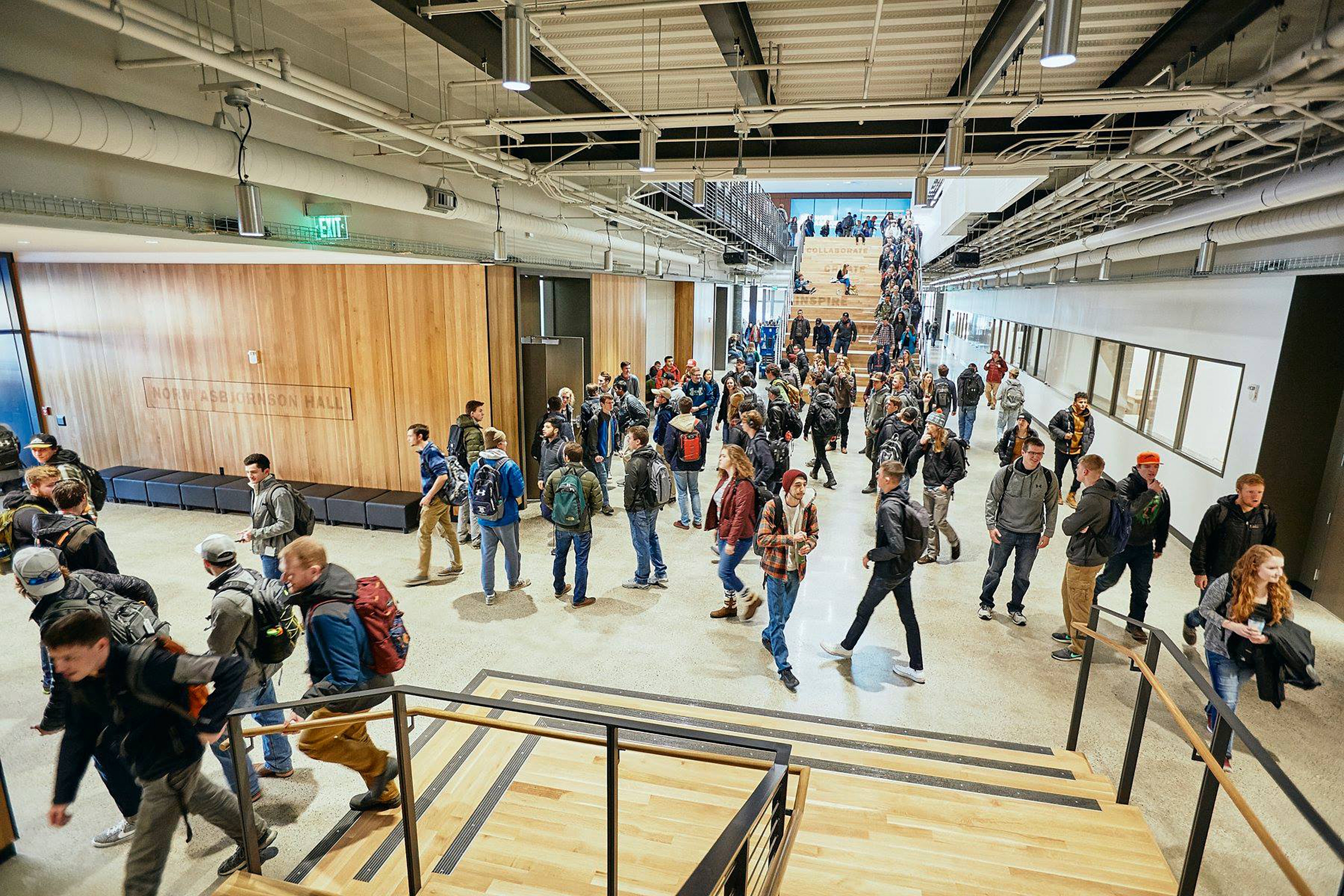 Students in Norm Asbjornson Hall